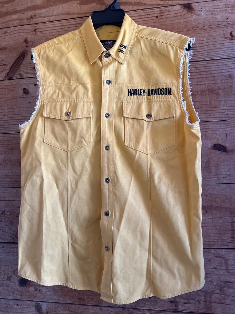 Harley Davidson Graphic Button Down Sleeveless Embroidered Shirt